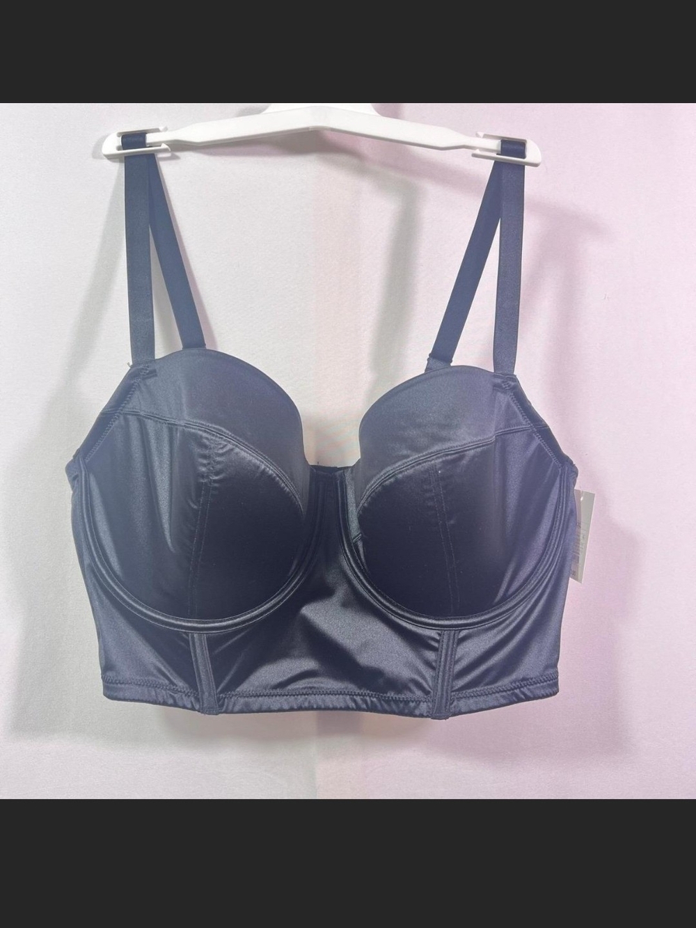 Auden Black Longline Satin Balconette Bra